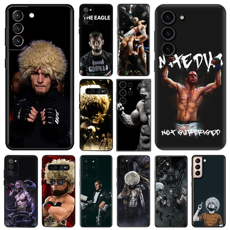 KHabib Nurmagomedov Boxing Silicone Soft Black Phone Cases for Samsung S24 Plus Galaxy S23 5G S22 S21 S20 Ultra FE S10 Cover