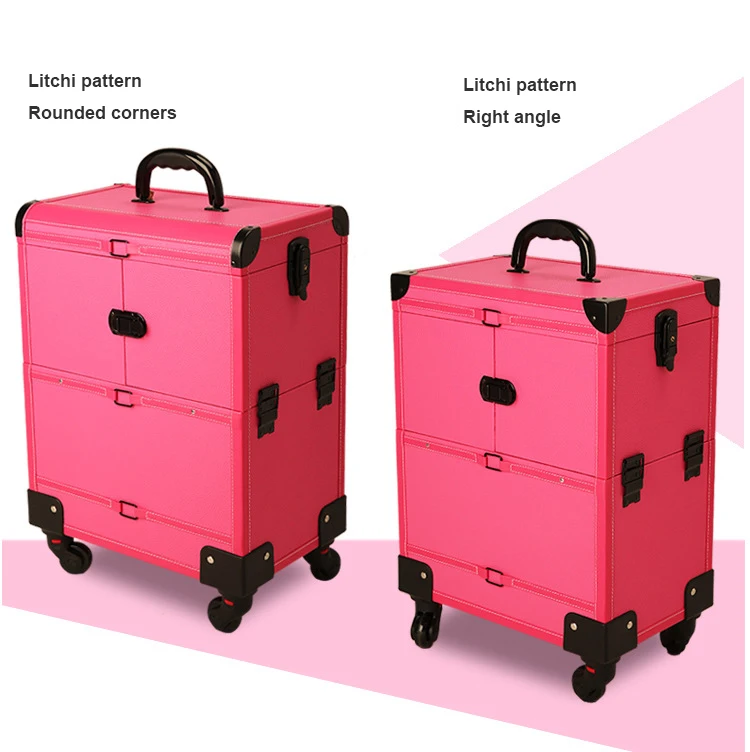 new Wholesale Profession Aluminum Beauty Luggage Bag case Cosmetics Rolling Makeup Travel Train Trolley case