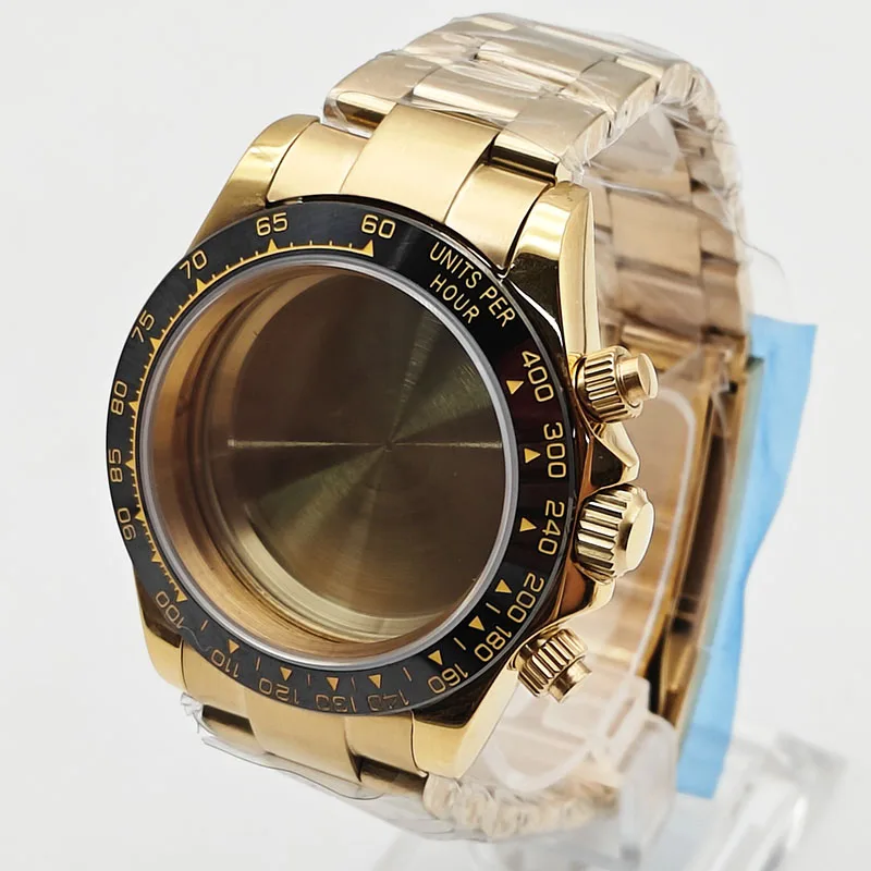 

40MM Quartz Watch Case 316L Stainless Steel Watch Band Suit Sapphire Glass Mirror Adapts To VK63 VK64 Movement