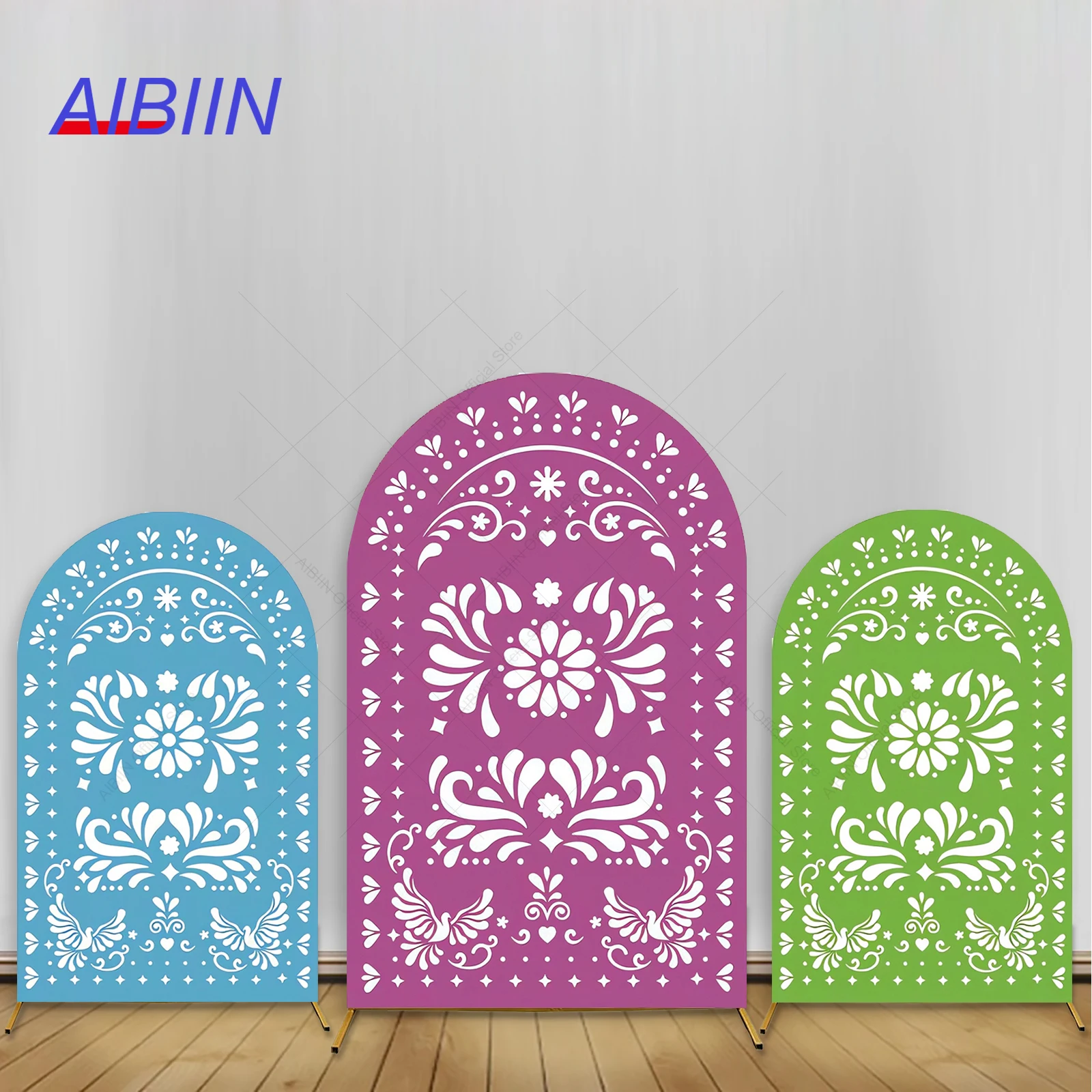 

Purple Blue Green Mexican Talavera Arch Backdrop Cover Kids Cielito Lindo Baby Shower Birthday Party Decor Wedding Background