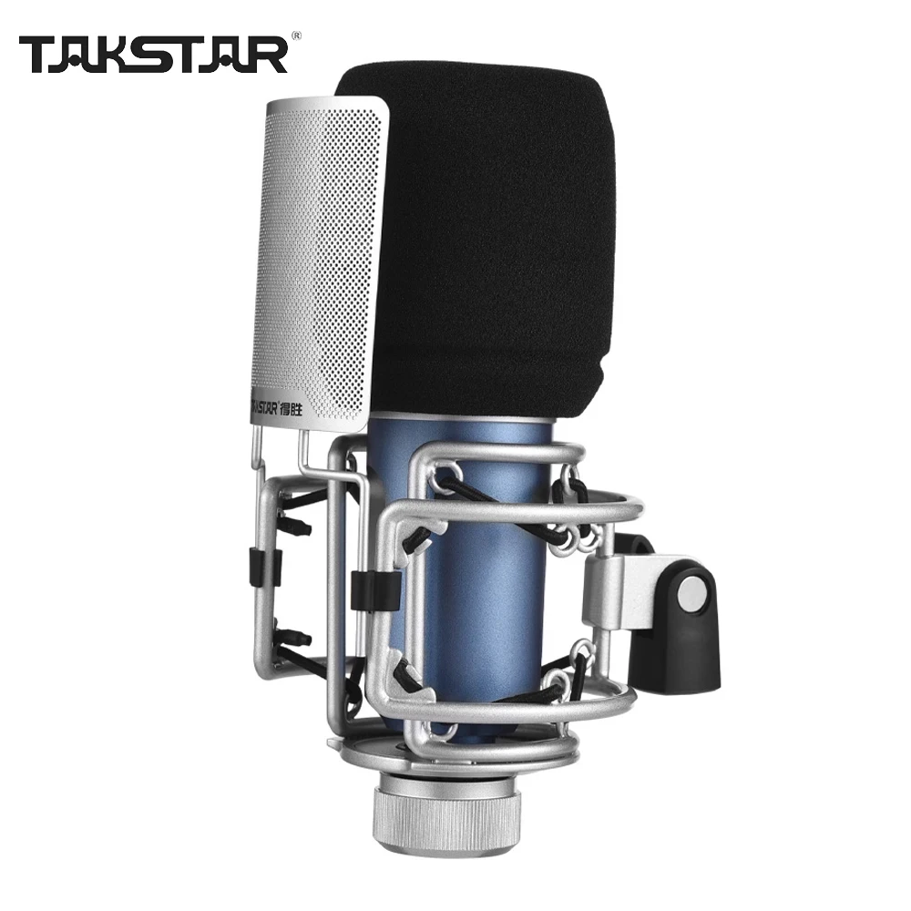 TAKSTAR SM-9 Professional Recording Microphone Cardioid-directional Condenser Microphone w/ Shock Mount Windscreen for Streaming