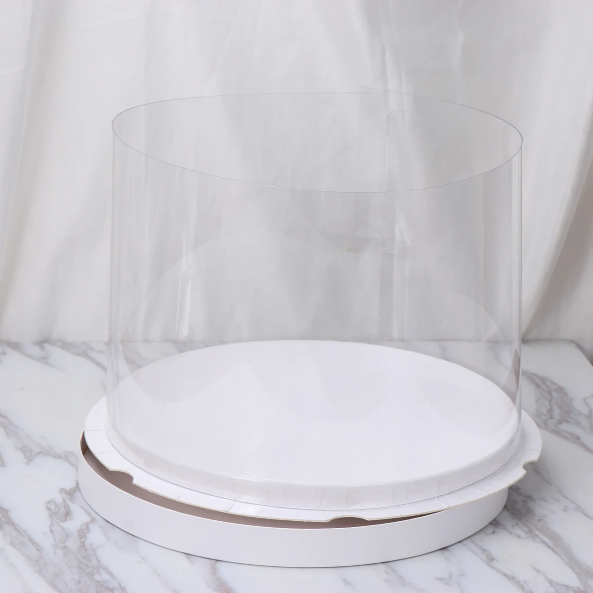 

Eco-Friendly Plastic Cake Box Round White Clear Packaging Container Bakery Dessert Party Home Use Transparent Food Crisper