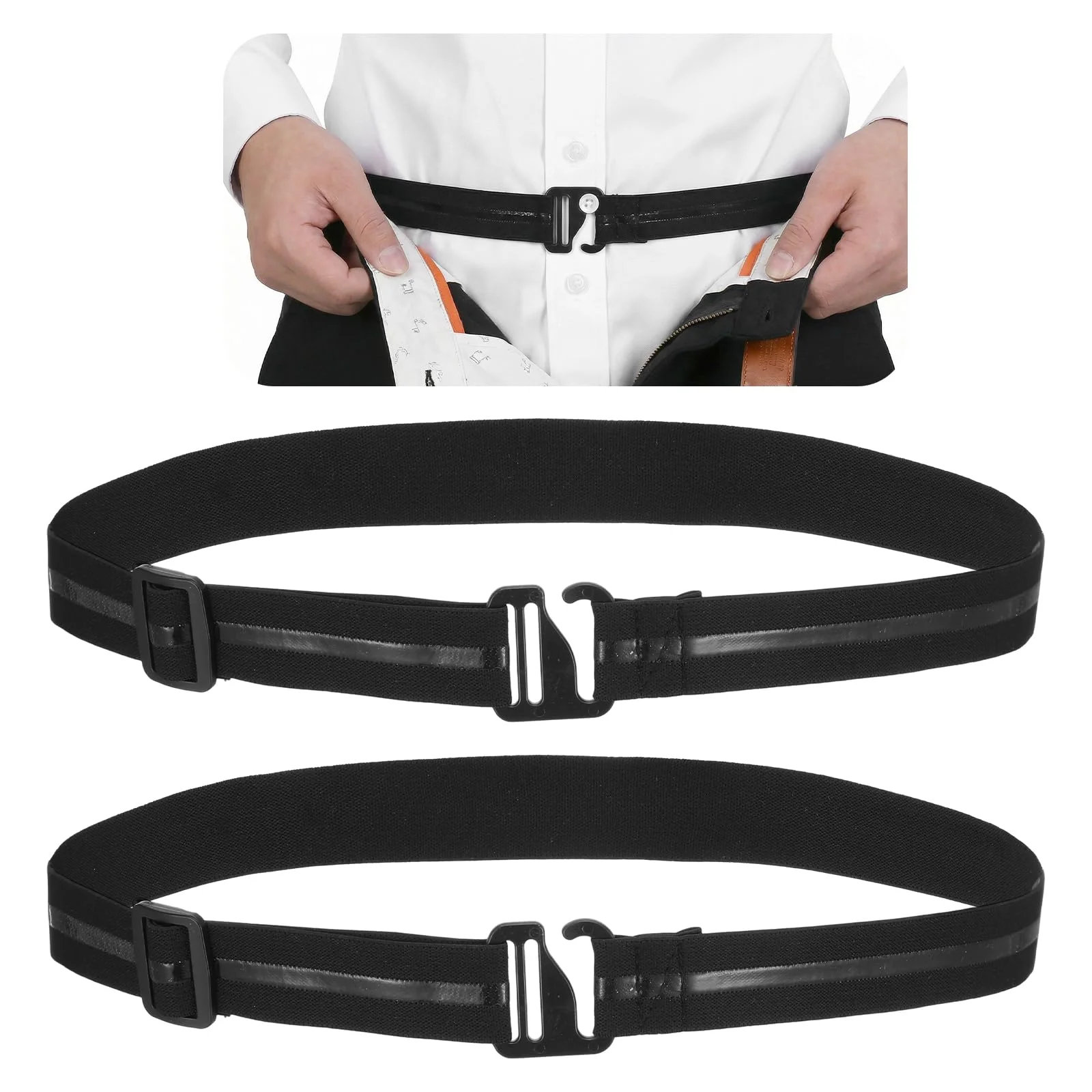 Men Women Shirt Stay Belt Imitation Nylon Black Non-slip Elastic Waistband Adjustable Tuck Straps Anti-Wrinkle For Business