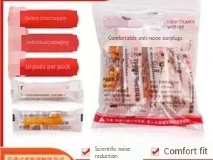 

earplugs Pack 10 pairs of individual bags with soundproof, silent sleep and noise-proof earplugs