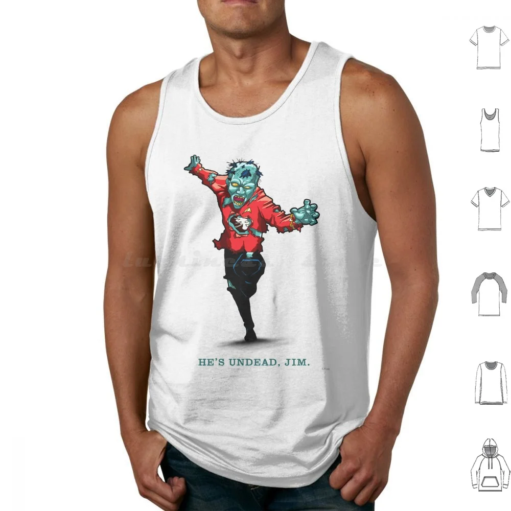 Star-He's Undead Jim Camisetas sin mangas Estampado Algodón Estrella Kirk Capitán Kirk Spock Piccard Bones Mccoy Ohura Enterprise Rojo