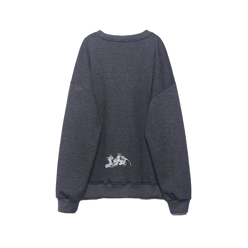 เสื้อสเวตเตอร์ลายสัตว์สำหรับผู้หญิง ทรงหลวม แขนยาว คอกลม สไตล์ลำลอง ใส่ได้ทุกวัน รุ่นใหม่ล่าสุดสำหรับฤดูใบไม้ร่วง