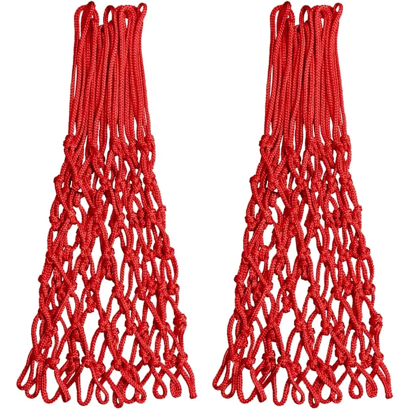 

Sanung 2 Pieces Professional Basketball Net Replacement, Heavy Duty Anti Whip 12 Loops Red Standard Size Basketball Rim Net Fits