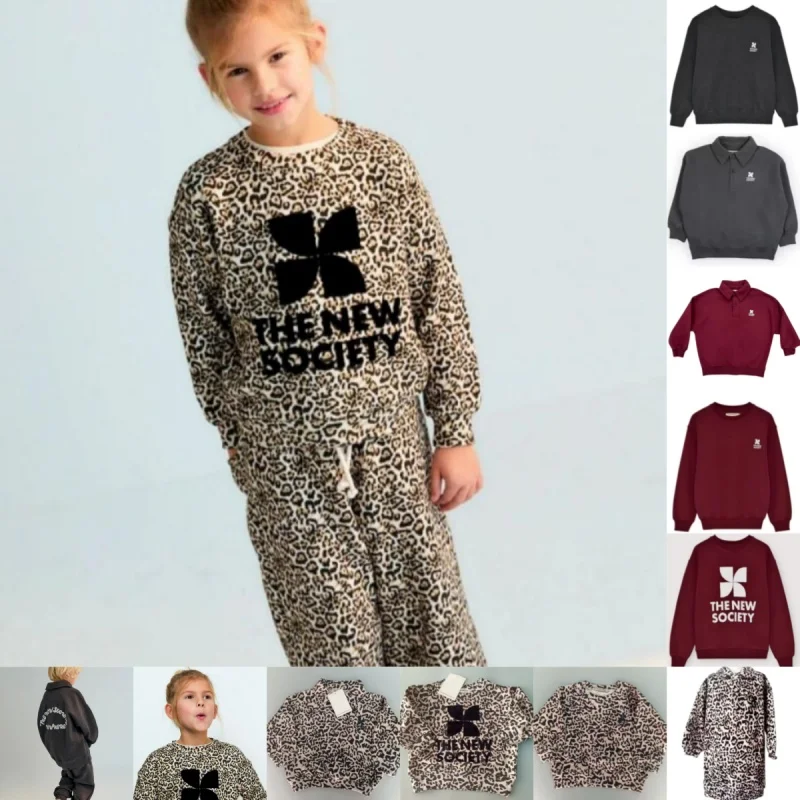 High-Quality TNS Children's Leopard Print Sweatshirts for Boys and Girls, Autumn/Winter 2026