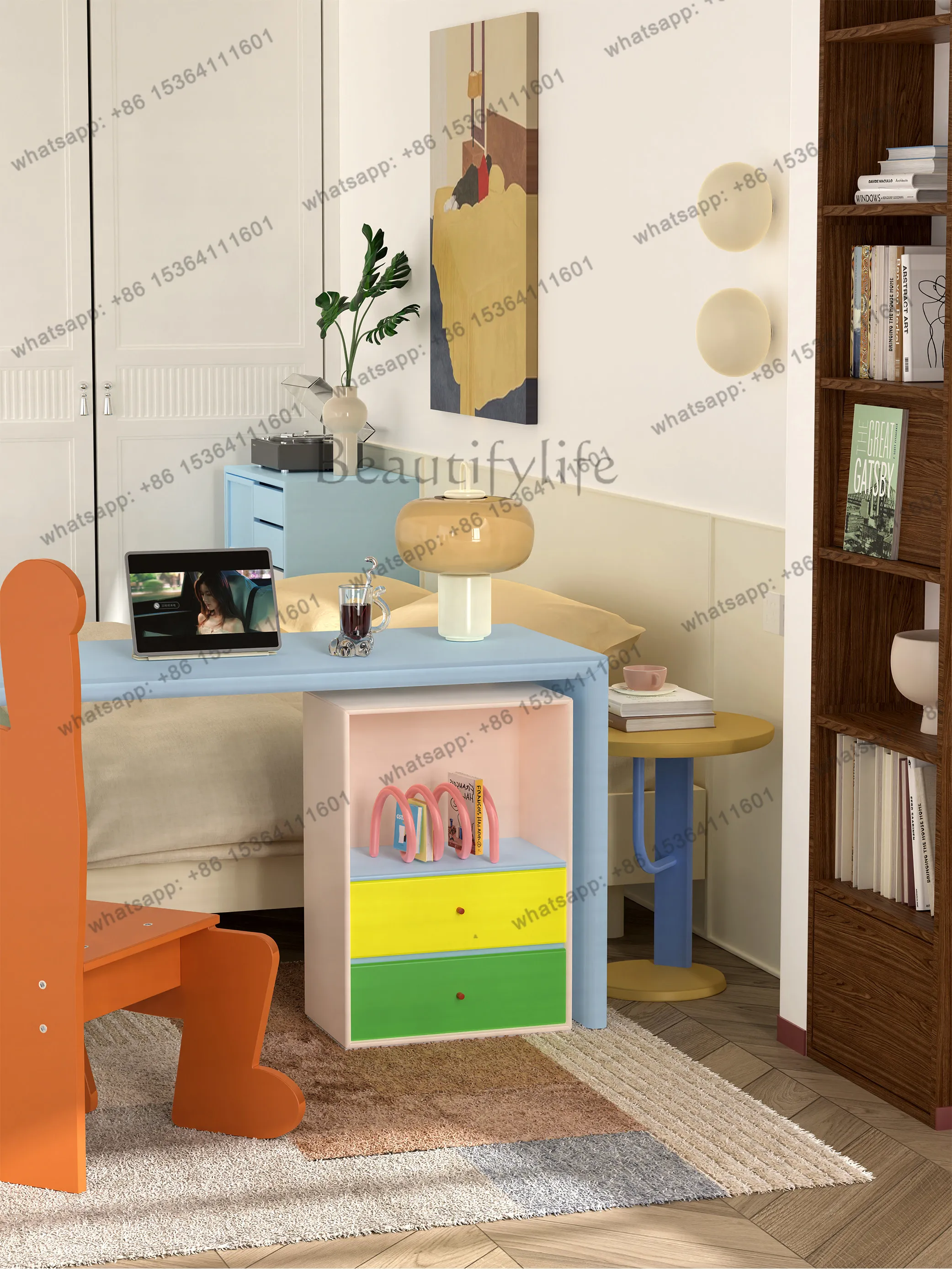 yj9 Desk cabinet Nordic style color multi-functional storage cabinet dopamine can be customized