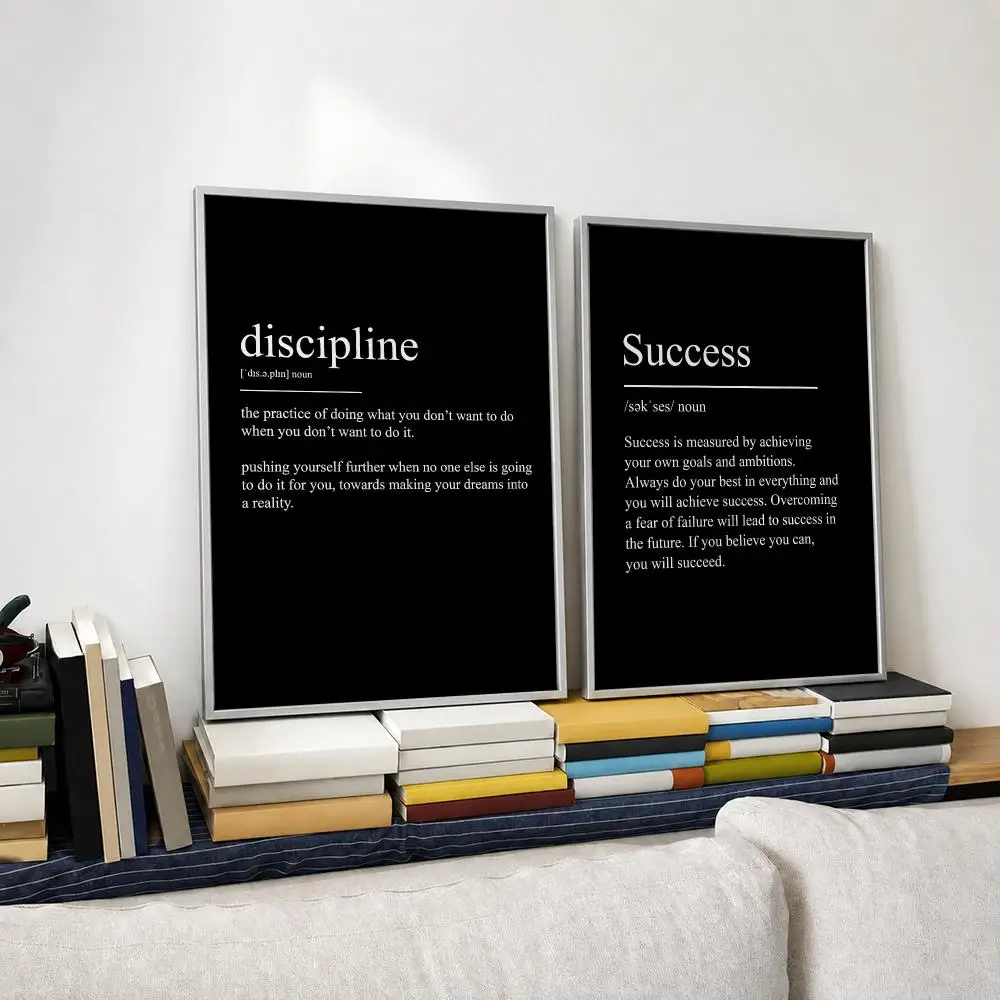 Discipline Motivational Terms Poster Self‑Adhesive Waterproof PP Poster Coffee House Bar Wall Art Sticker Room Home Decor
