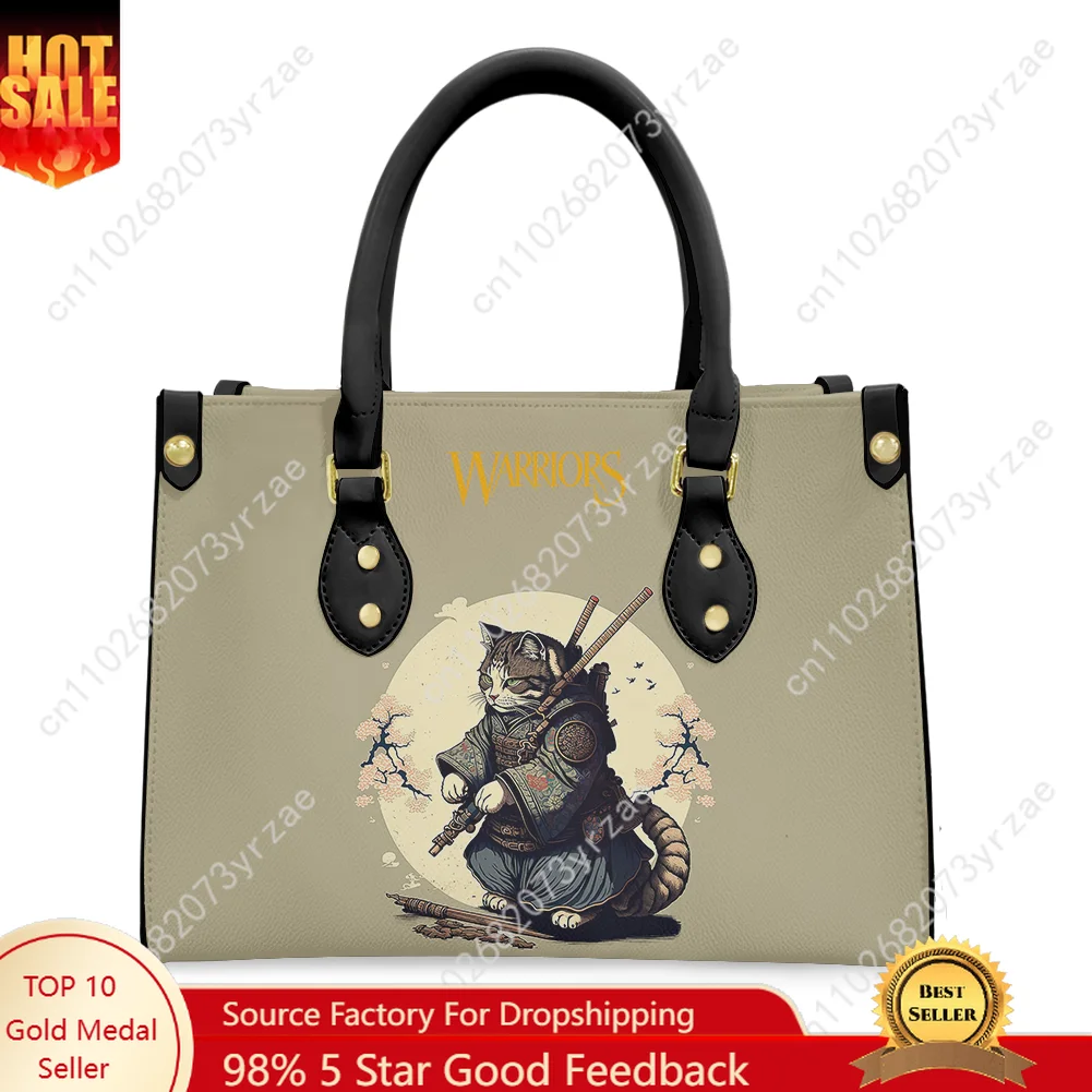 

Cat Warrior Handbag Mens Womens Fashion Personalized Patterns Tote Bag Shoulder Bag Business Commuter Leather Purse Custom Bags