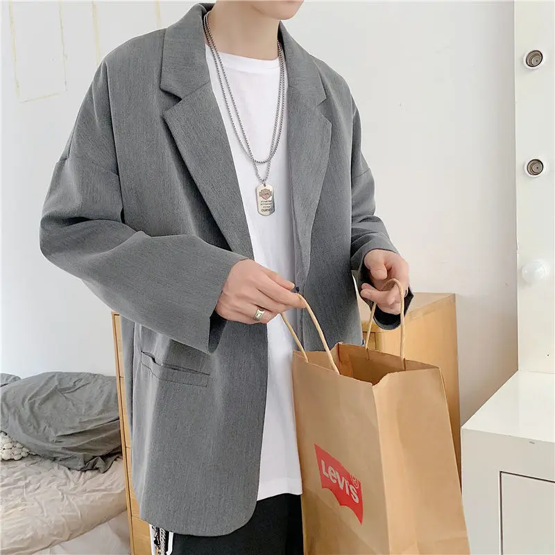 Coat Long Gray Korean Style Clothes Menswear Male Blazer Classic Original Spring Clothing Men\'s Suit Jackets New in Fashion 2024