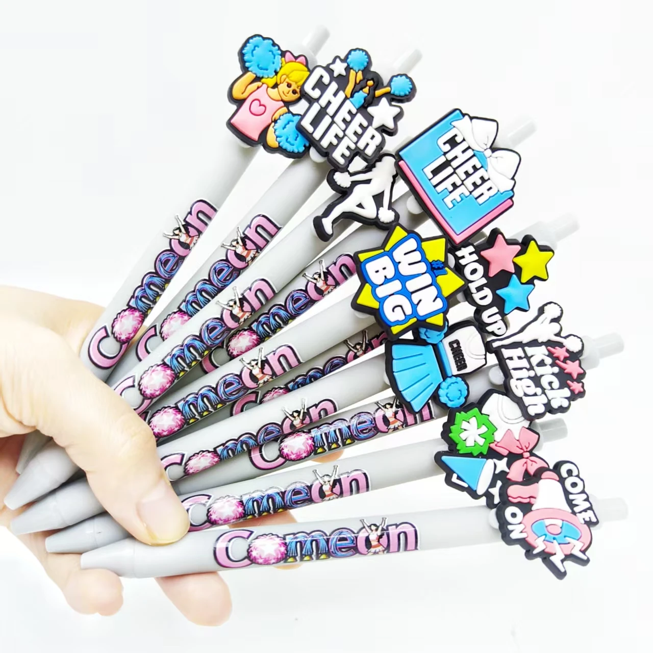 10pcs/15pcs cheerleading theme patch printed ballpoint pen light gray series stationery gift office gel pen