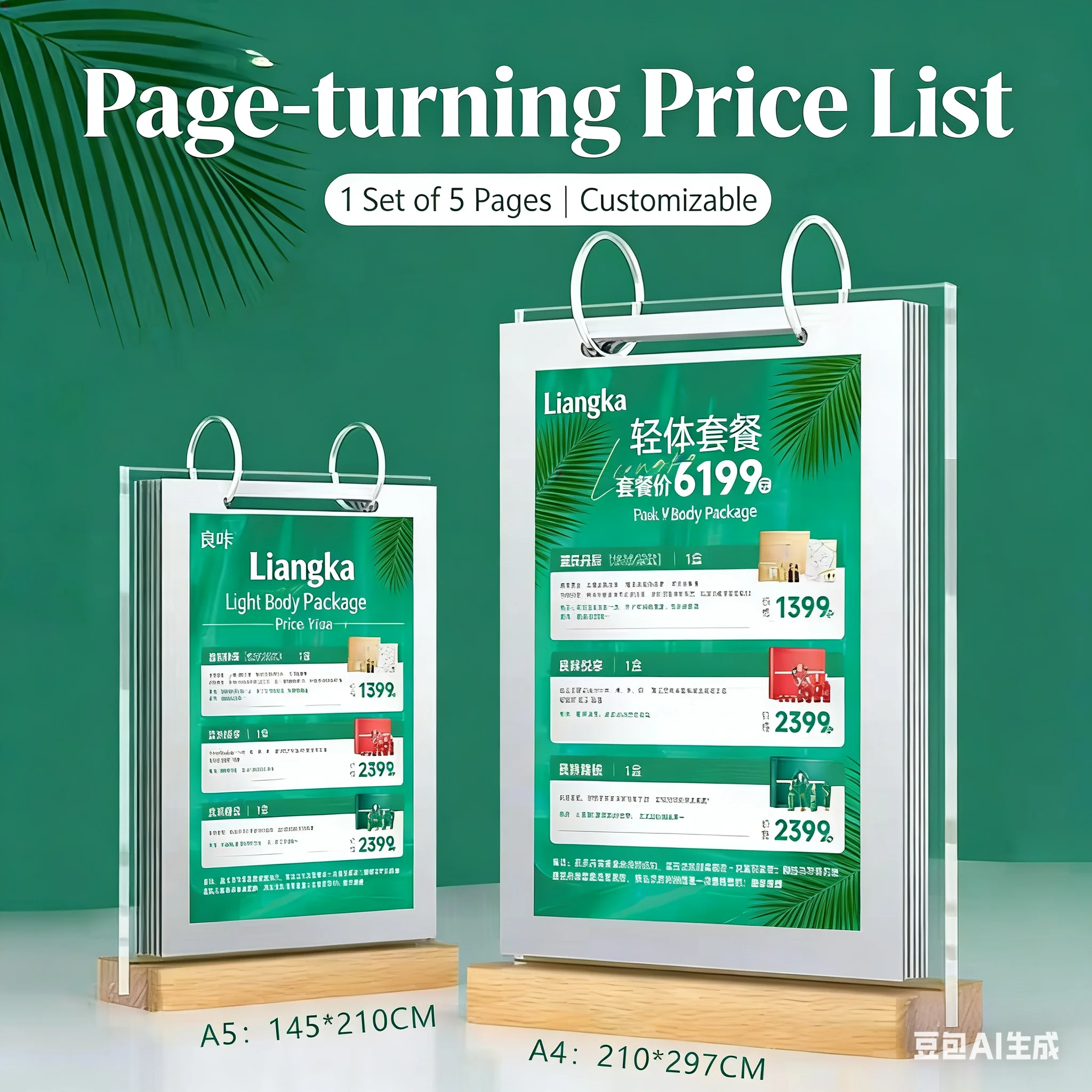 3 PCS A5 148x210mm Page Turning Acrylic Sign Holder Display Stand Price Label Leaflet Poster Frame Restaurants Menu Paper Holder