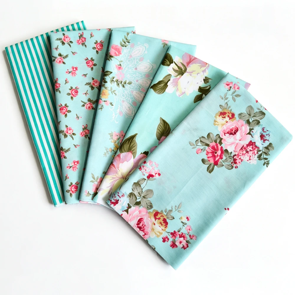Teramila 5 PCS/Pack Cotton Fabirc Flower Printed Cloth For Hair Bows Sewing Quilt Doll Costume, Scrapbook Decoration Accessories