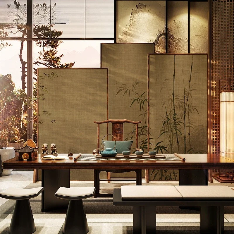 Chinese Song Dynasty aesthetics solid wood partition living room folding  mobile office bedroom shield bamboo