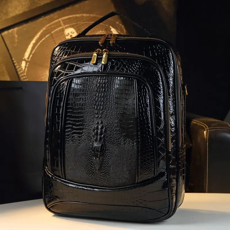 2026 New Luxury Brand Shiny Crocodile Backpacks Men's and Women's Backpacks New Fashion Large Capacity Travel Backpacks