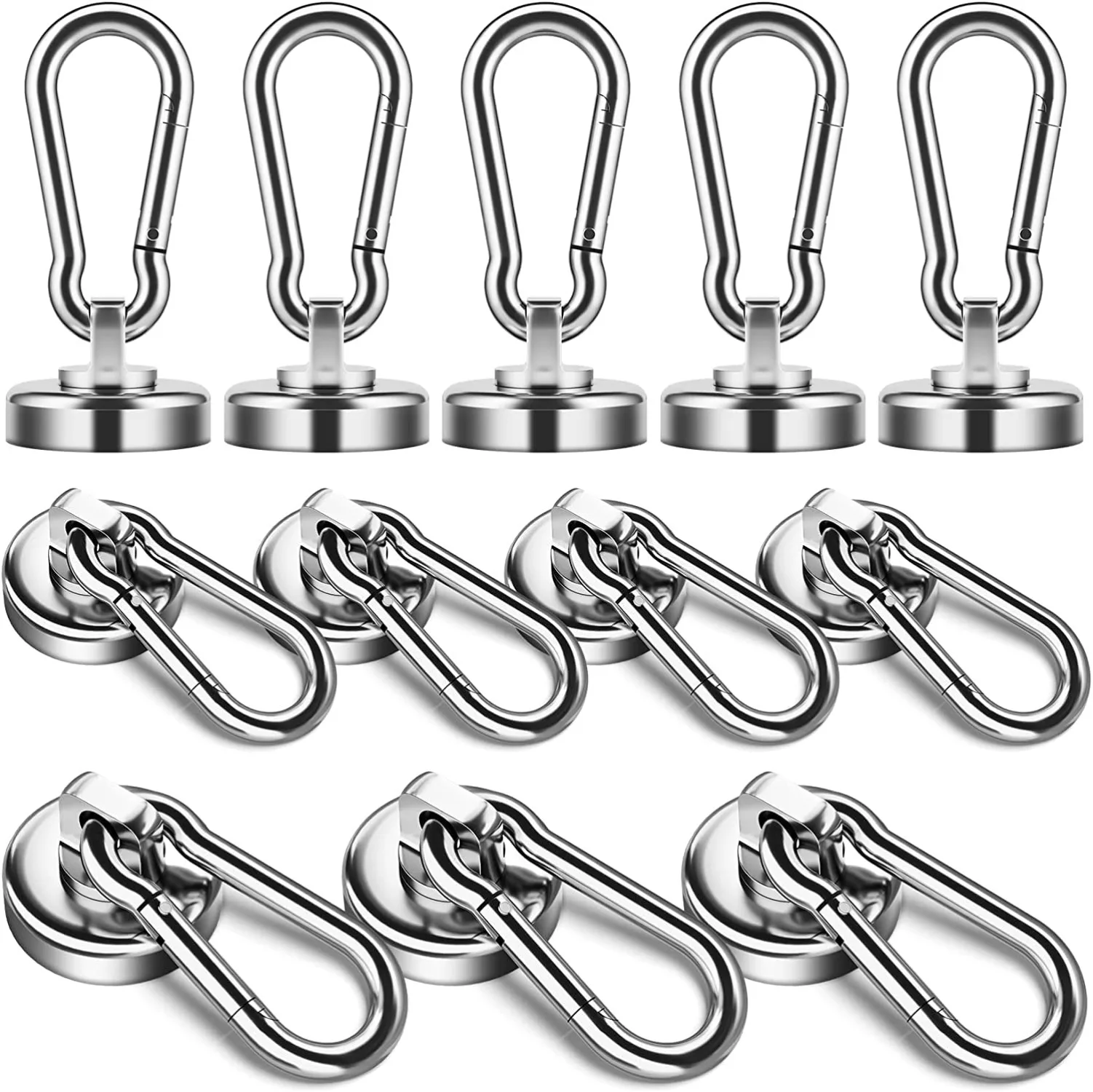 2-12 PC Super Strong Neodymium Magnet Carabiner Magnetic Ring Keychain Magnetic Ring Magnetic Seat Rotating Magnetic Suction Cup