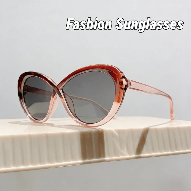 

New Cat Eye Vintage Sunglasses Women Brand Designer Butterfly Frame Personalized Color-Block Trendy UV Protection Eyewear