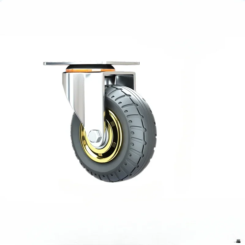 Universal Soft Rubber Furniture Caster Wheel One Way Quiet Heavy Duty Brake Wheel 3 4 5 Inch for Desk Cart