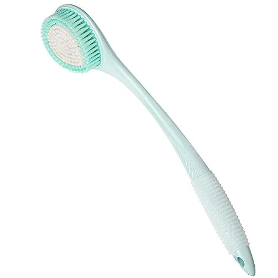 Back Scrubber for Shower, Long Handle 16.4 Inch,,1 Pack Soft Back Brush for Shower, Exfoliating Scrubber, Non-Slip Curved Long