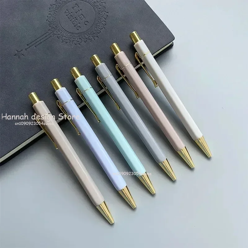 Macaron Color Ballpoint Pen Half Metal Luxury Ball Pen Novelty Pens Rose Gold Stationery School Office Supplies Fashion