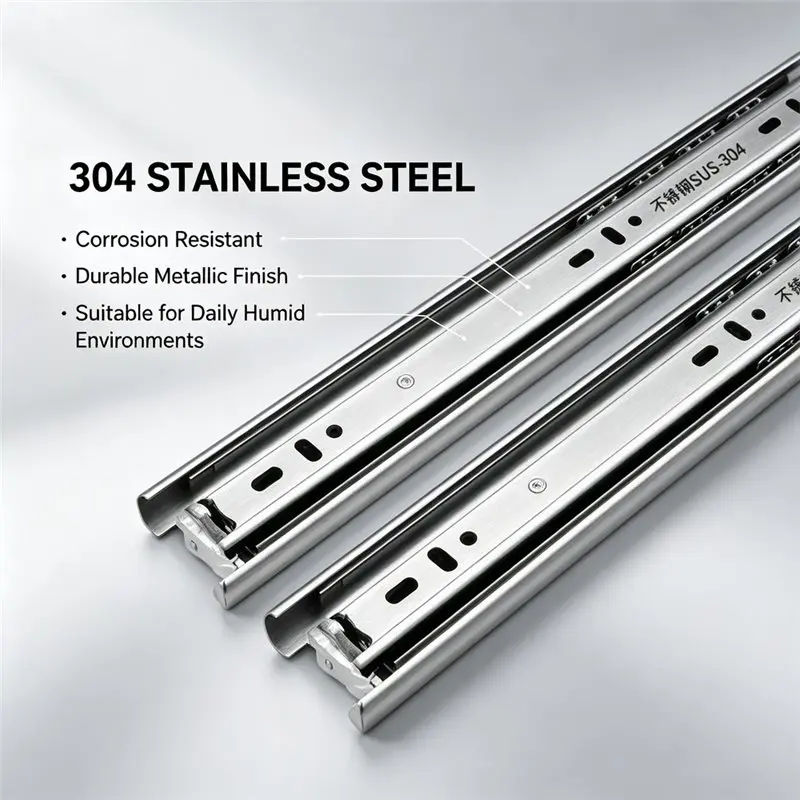 AC62-Silent Drawer Slides Silent Wardrobe Drawer Slides Silent Slide Rails Three Section Slide Rail