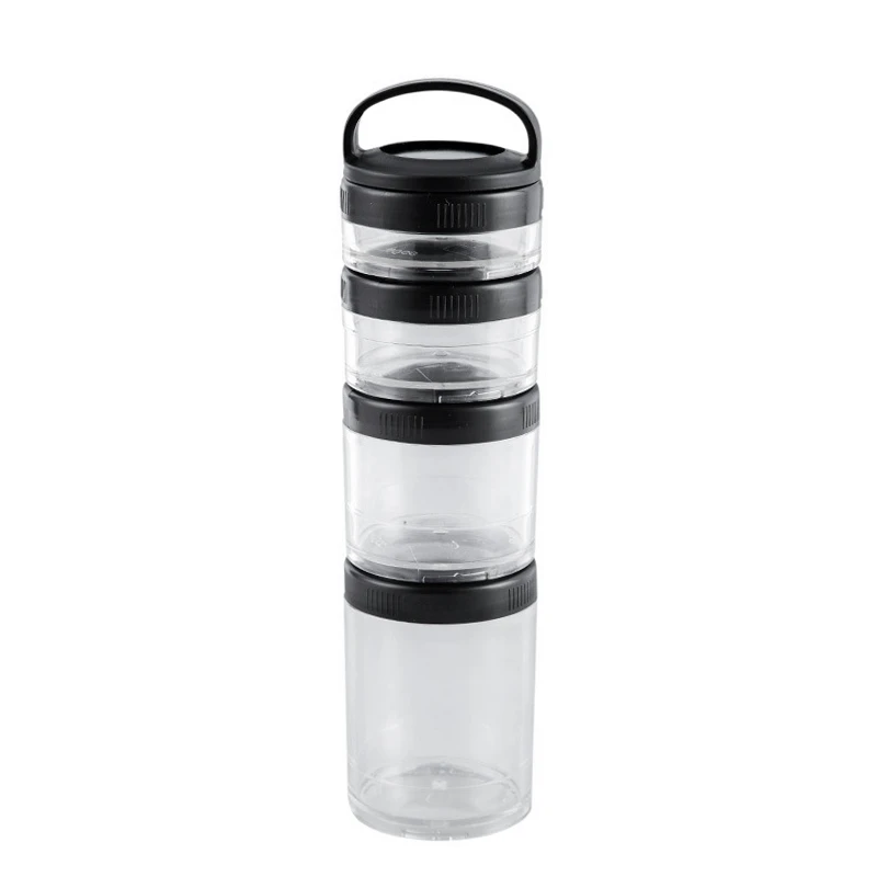 Stackable Snack Containers For Kids And Adult, 4 Stackable Snack Cups For School And Travel Transparent Black High Guality