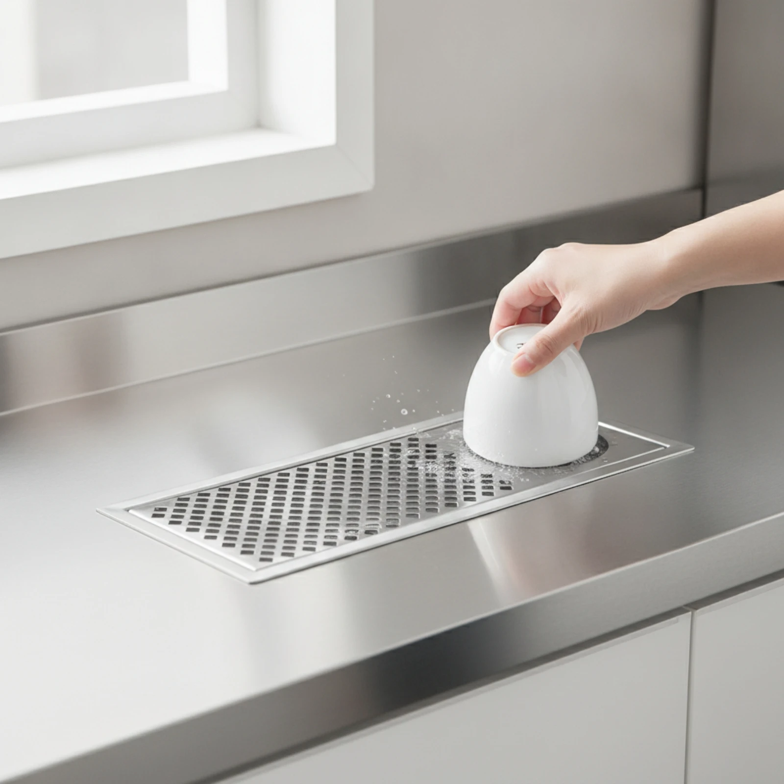 

Cup Washer with Drain Pipe Brushed Embedded Cup Washer Glass Rinser Removable Easy Installation for Baristas, Cafes, Taverns