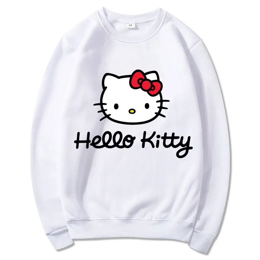 Sweat à capuche Hello Kitty Cartoon Anime pour hommes et femmes, pull à col rond, sweat-shirt de couple, vêtements de printemps et d'automne, nouvelle mode, 2024