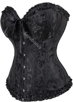 Sapubonva corset tops ajustados para mujeres de talla más grande sexy blanco - Negro - verde retro lencería floral corselet encaje korset negro