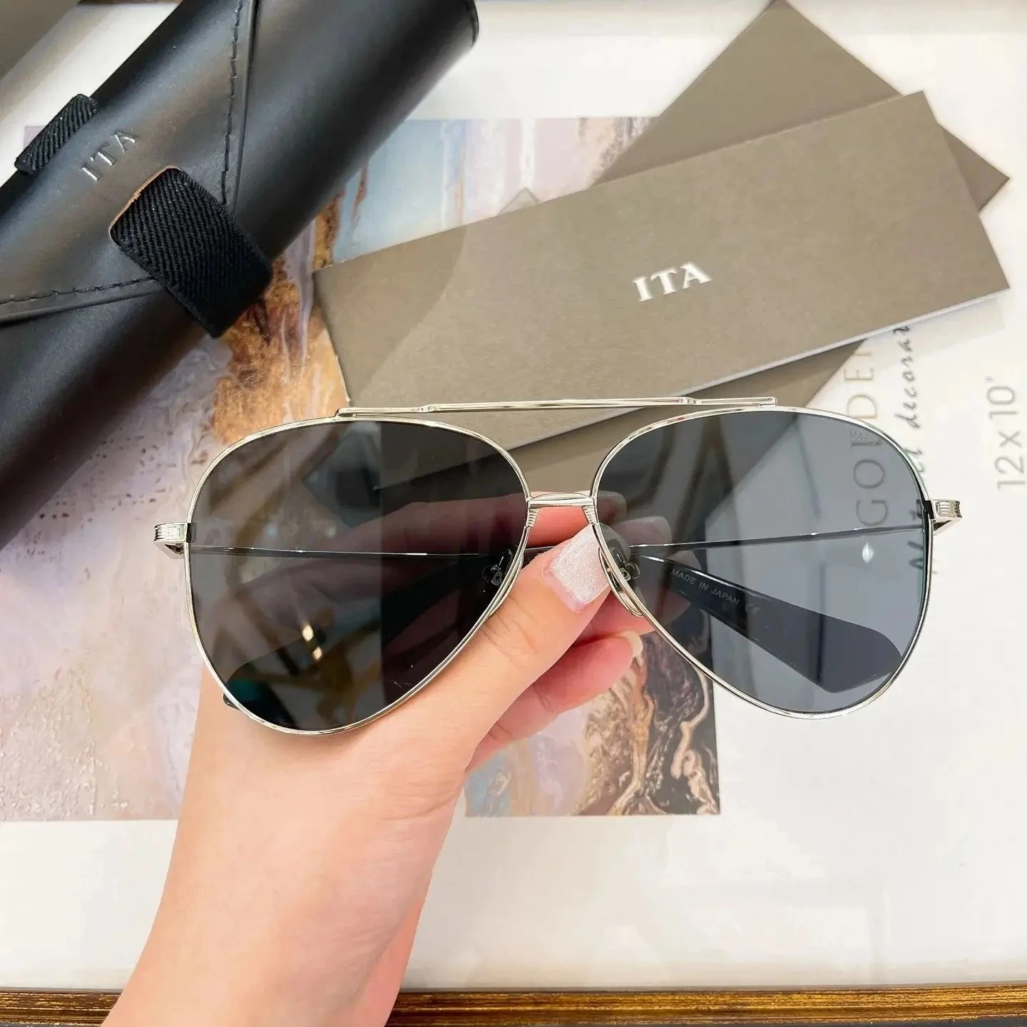 

New ADITA MAKX DTS261 Casual Luxury Designer UV400 Polarized Womens Sunglasses Stylish Silver Oval Alloy Frame Men's Sun Glasses