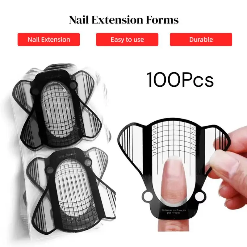 100Pcs Transparent Black French Acrylic UV Gel Tips Extension Stickers Guide Stencil Manicure Tools For Nail Art Forms