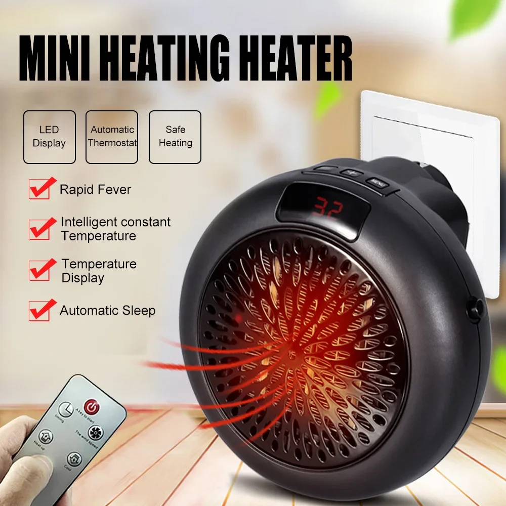 Electric Heater Remote Control Timer Mini Fan for Home Office Room Handheld Air Heater