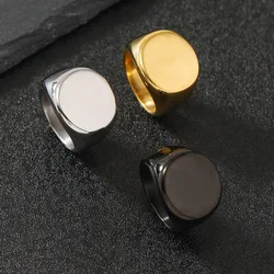 Punk style round polished titanium steel ring, fashionable and simple ring for men and women