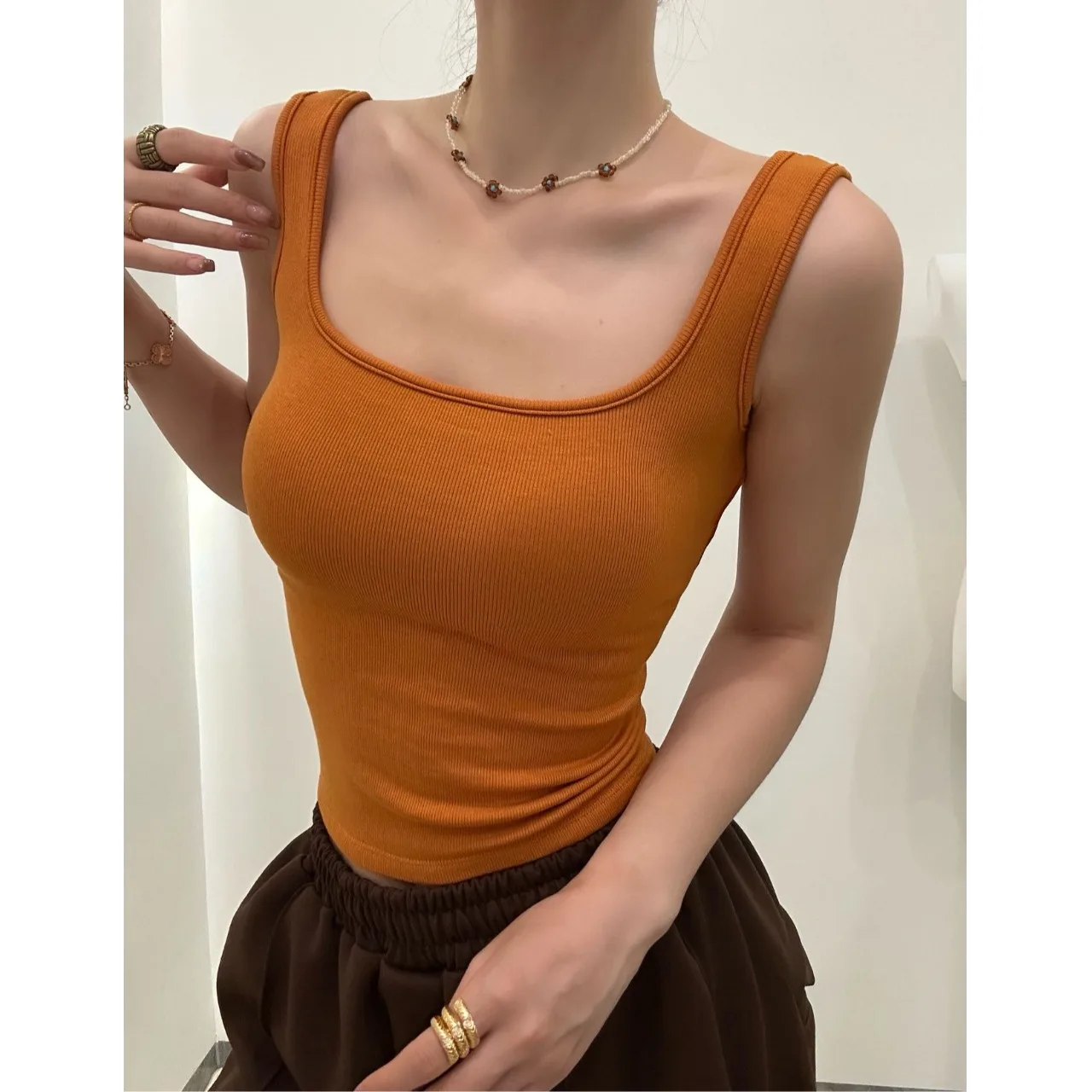 East Gate Fashion Thickened 22cm Integrated Milk Feeling Breathable Cup Pad Women's Trendy Comfortable New Arrival Vest