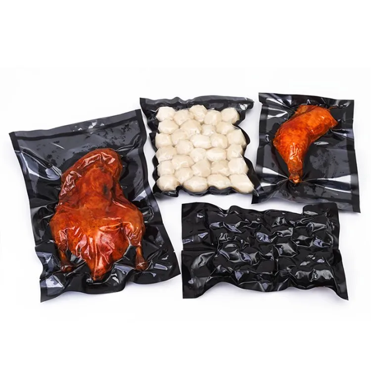 25~100PCS Open Top Clear Nylon Vacuum Packaging Bag Heat Sealing Chicken Cooked Food Meat Sausage Snack Fruits Freezer Pouches