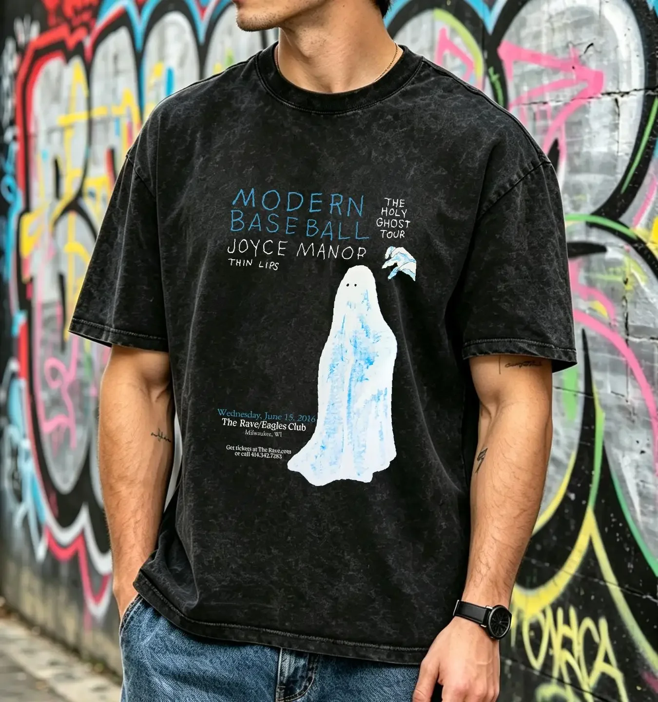 washed T Shirt MODERN BASEBALL with Joyce Manor Thin Lips Full Size S 5XL long or short sleeves vintage Washed