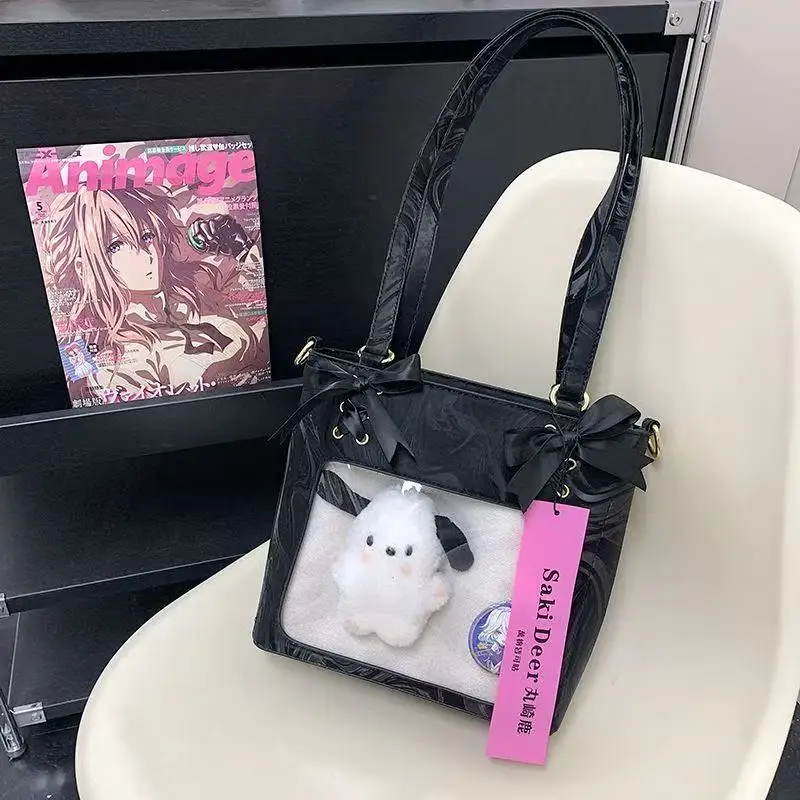 

Vintage Ita Bag for Women Y2k Chain Cute Bow Fashion Japanese Style Shoulder Bag Lolita Transparent Lady Aesthetic Handbags ﻿