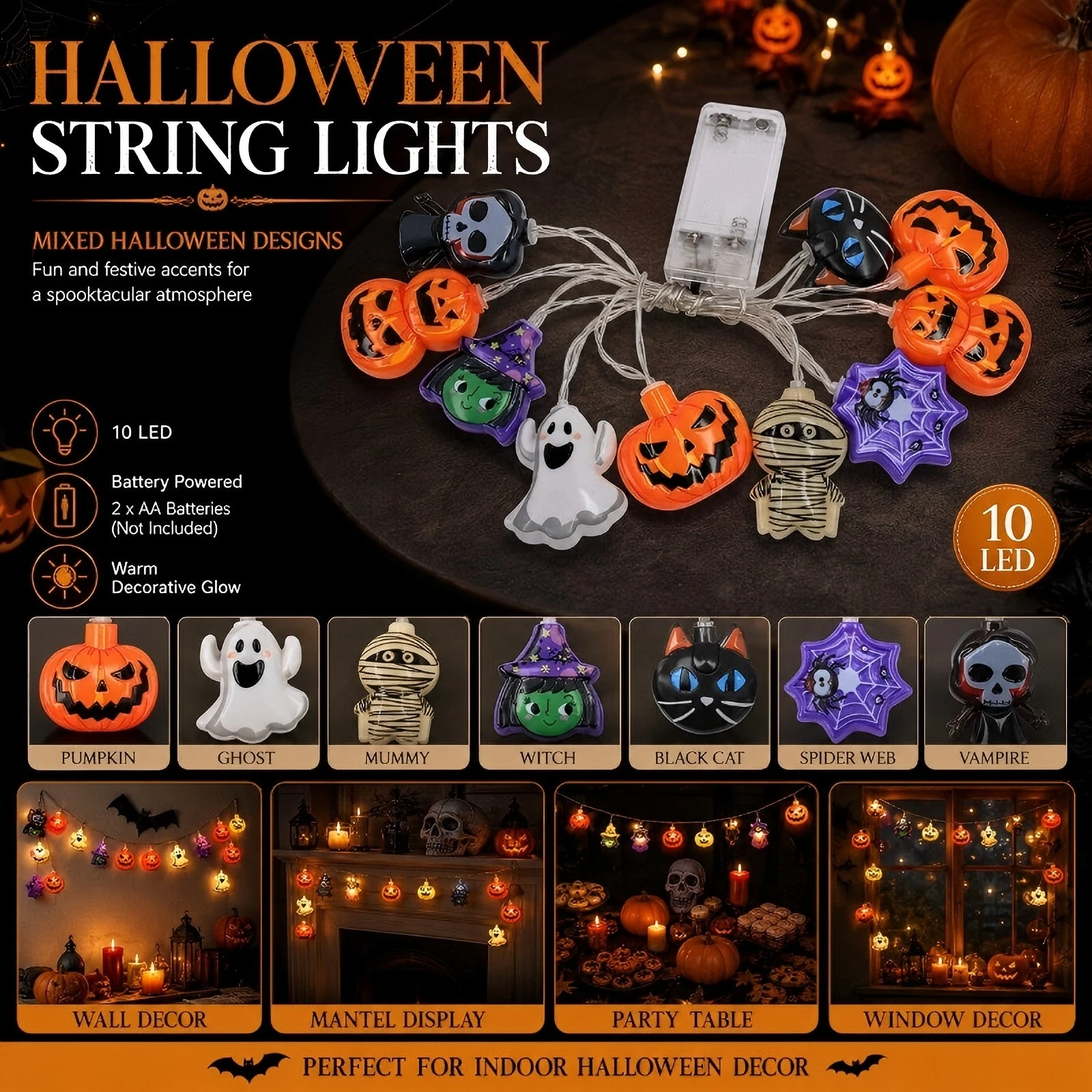 Lampu LED Kartun Halloween Ane - Led Fairy String Lights ulasan dan harga