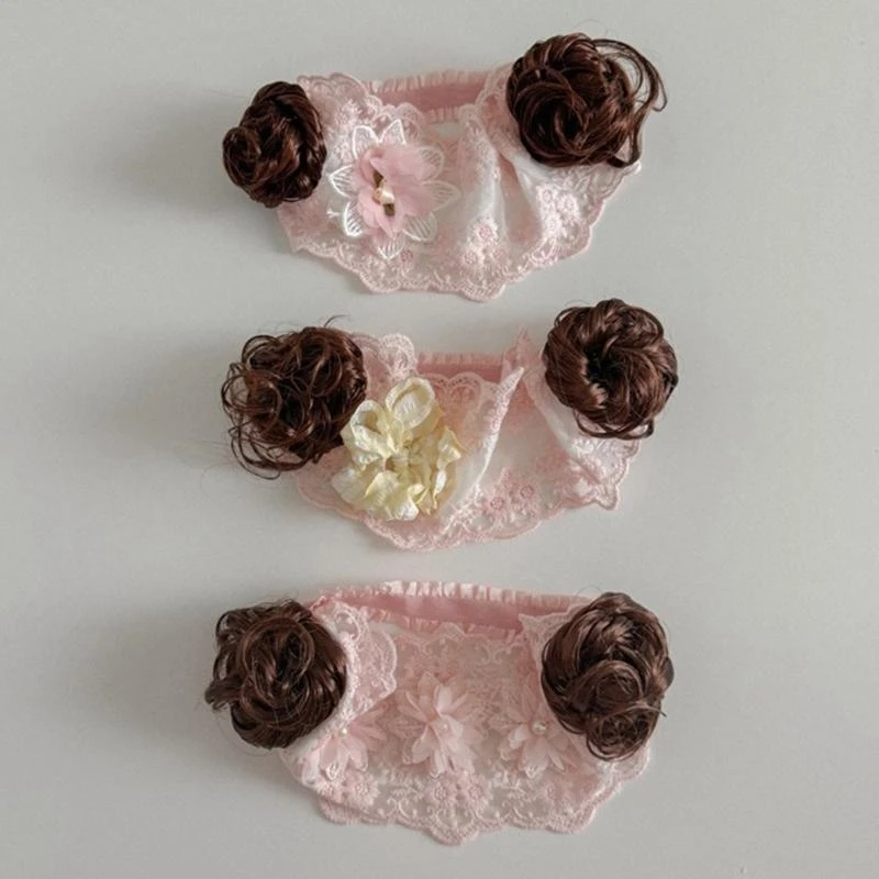 

J15U модный детский головной убор в форме пучка, парик для девочек, повязка на голову, модный аксессуар для волос, вечерние на