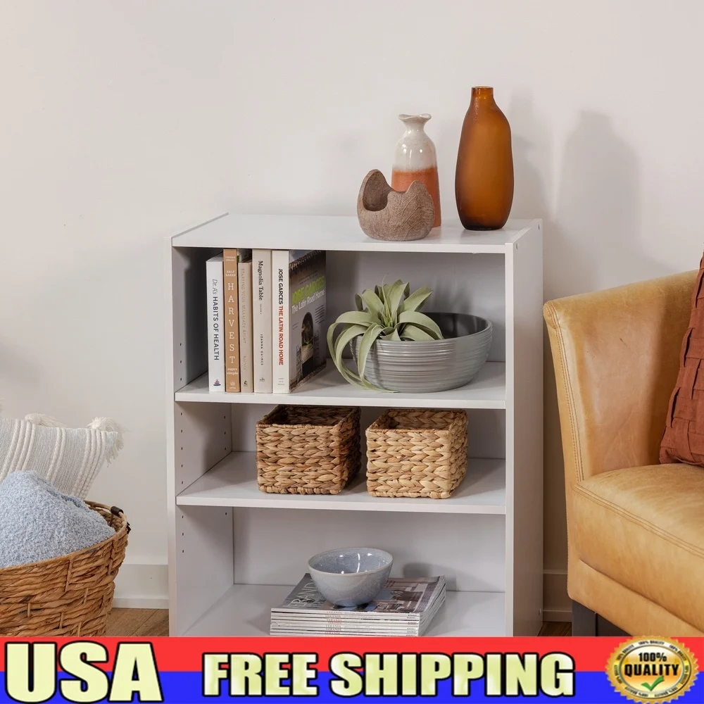 

3-Shelf Bookcase with Adjustable Shelves Closed Back Design Sturdy Storage Unit Easy Assembly Office Living Room Bedroom