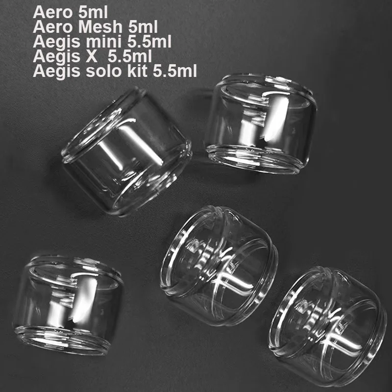 5PCS Bubble Fat Glass Tube Replacement For Aero 5ml Aero Mesh Aegis Mini Aegis X Aegis Solo Kit 5.5ml Glass Tank Container