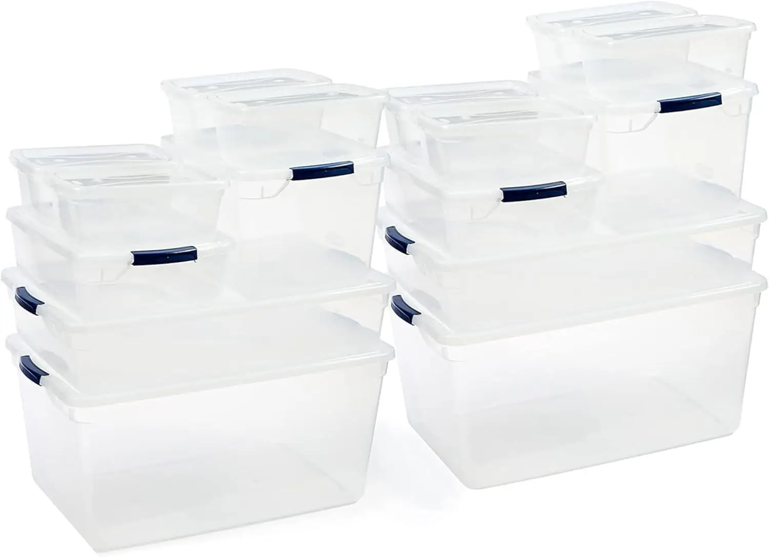 

Clear Stackable Storage Bins with Latching Lids, 16-Pack Variety Set, BPA-Free and Durable for Home Organization