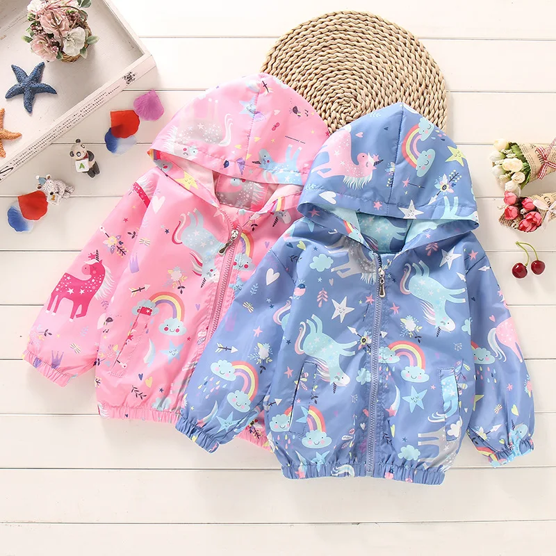 Waterproof Jacket For Girls Boys Fashion Coats Children Clothing Autumn Baby Kids Clothes Outerwear Cartoon 2 Layer Jackets Coat
