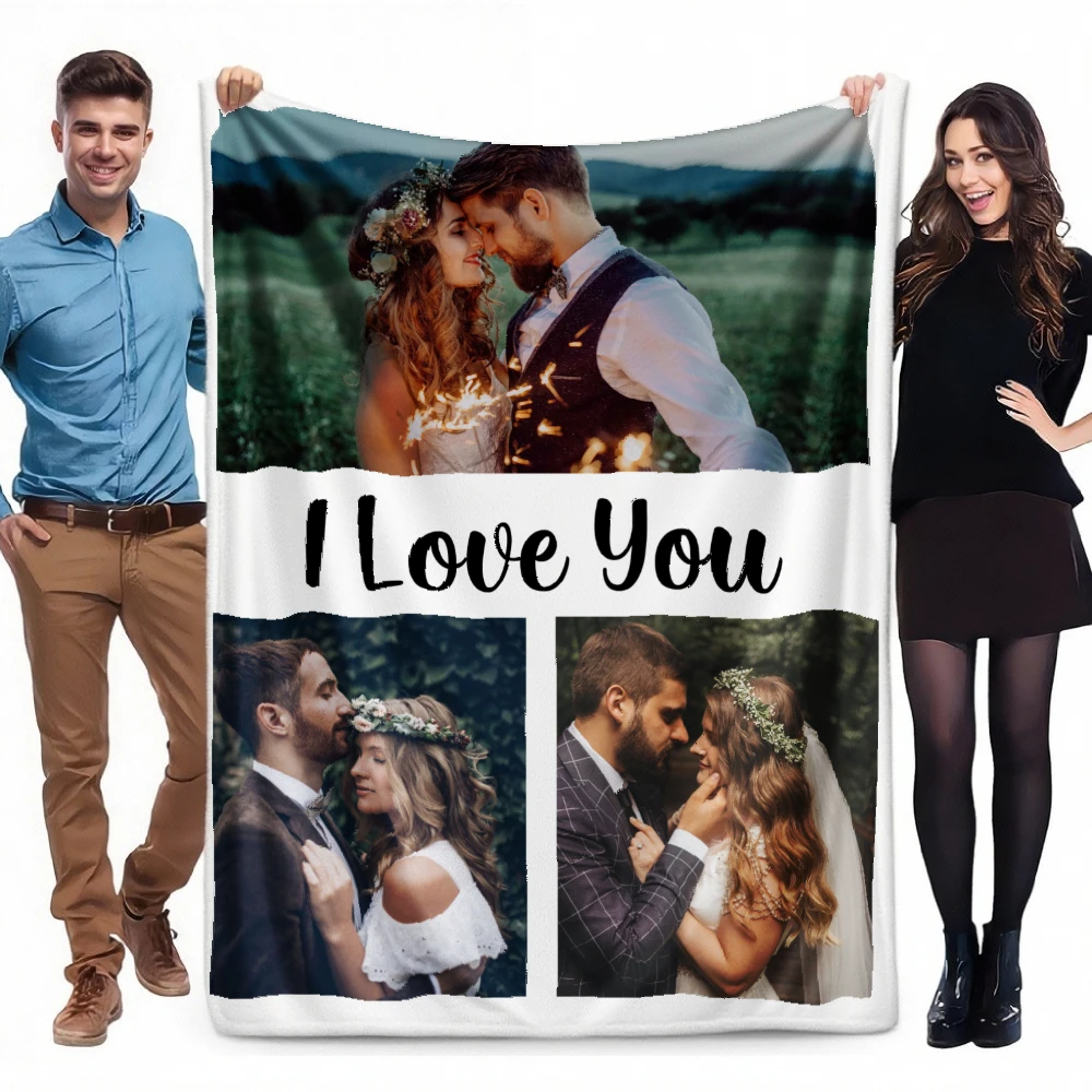 1pc Custom Flannel Blanket, Your Photo Desigin for Anniversary Mom Dad Sis Bro Lover, Valentine's Day Christmas New Year Gift