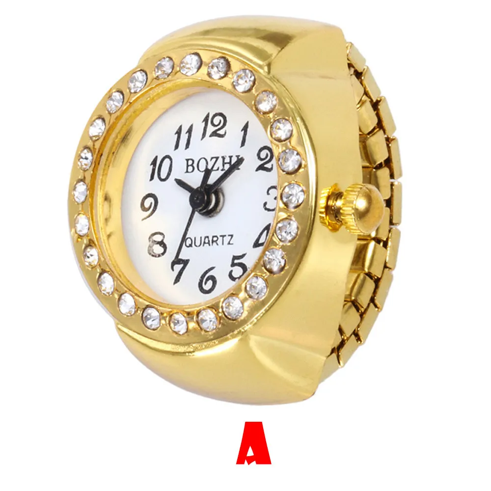 Reloj de anillo para mujer, cronógrafo analógico de cuarzo con esfera gráfica, Correa creativa de acero inoxidable, fresco