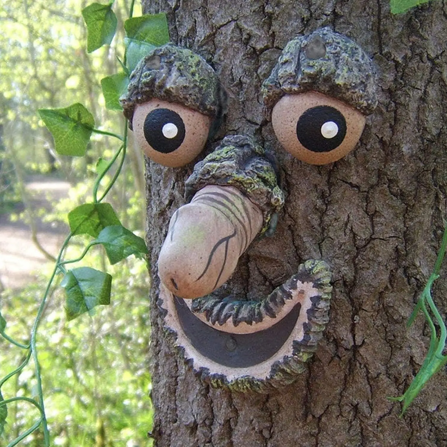 Tree Face Decor Increase Vitality With Metal Yard Art Old Man Tree Sculpture Garden Decoration Fun