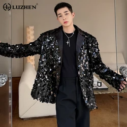 LUZHEN 2024 Autumn High Quality Trendy Sequin Decorate Design Elegant Casual Blazer Jacket Men's Korean Fashion Suit Coat 76fe1e