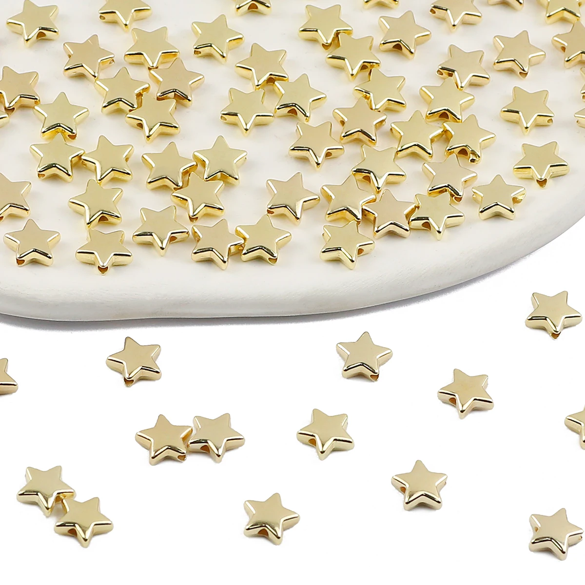 100/200/400pcs Star Shaped Gold Spacer Loose Beads For Jewelry Making DIY Handmade Bracelets Necklaces Earrings Accessories